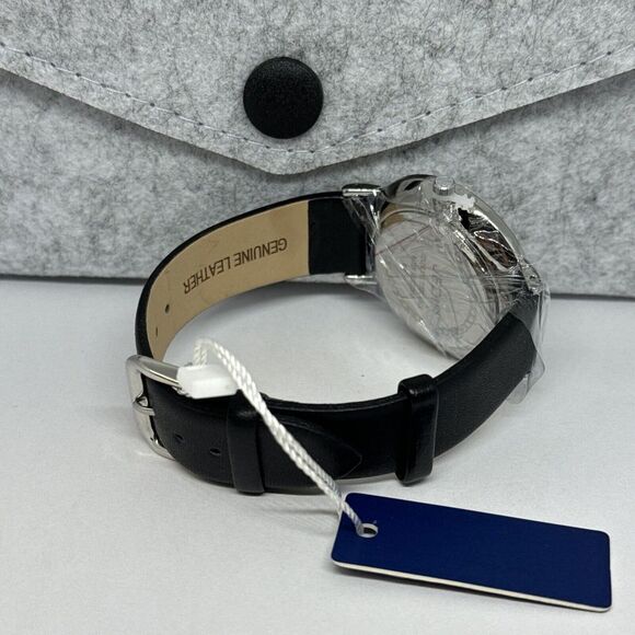 Jedir Men's Black Leather Analog White Dial Quartz Chronometer Watch JNA59 - Picture 11 of 12